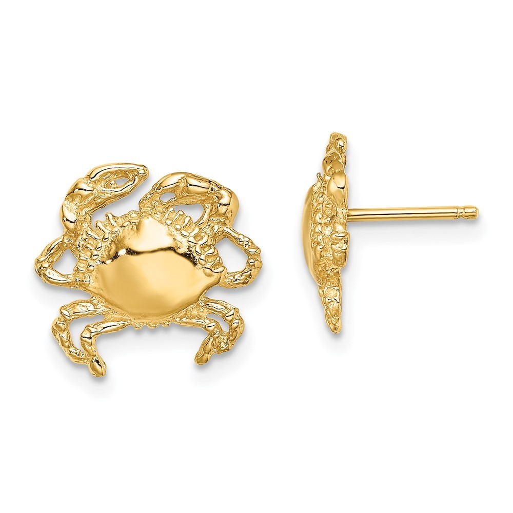 Million Charms 14k Yellow Gold 2-D / Polished Crab Post Earrings